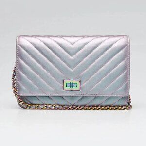 Chanel Purple Iridescent Quilted Lambskin Leather Reissue WOC Clutch Bag